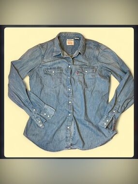 Levi's Faded Blue Denim Button-Up Western Shirt